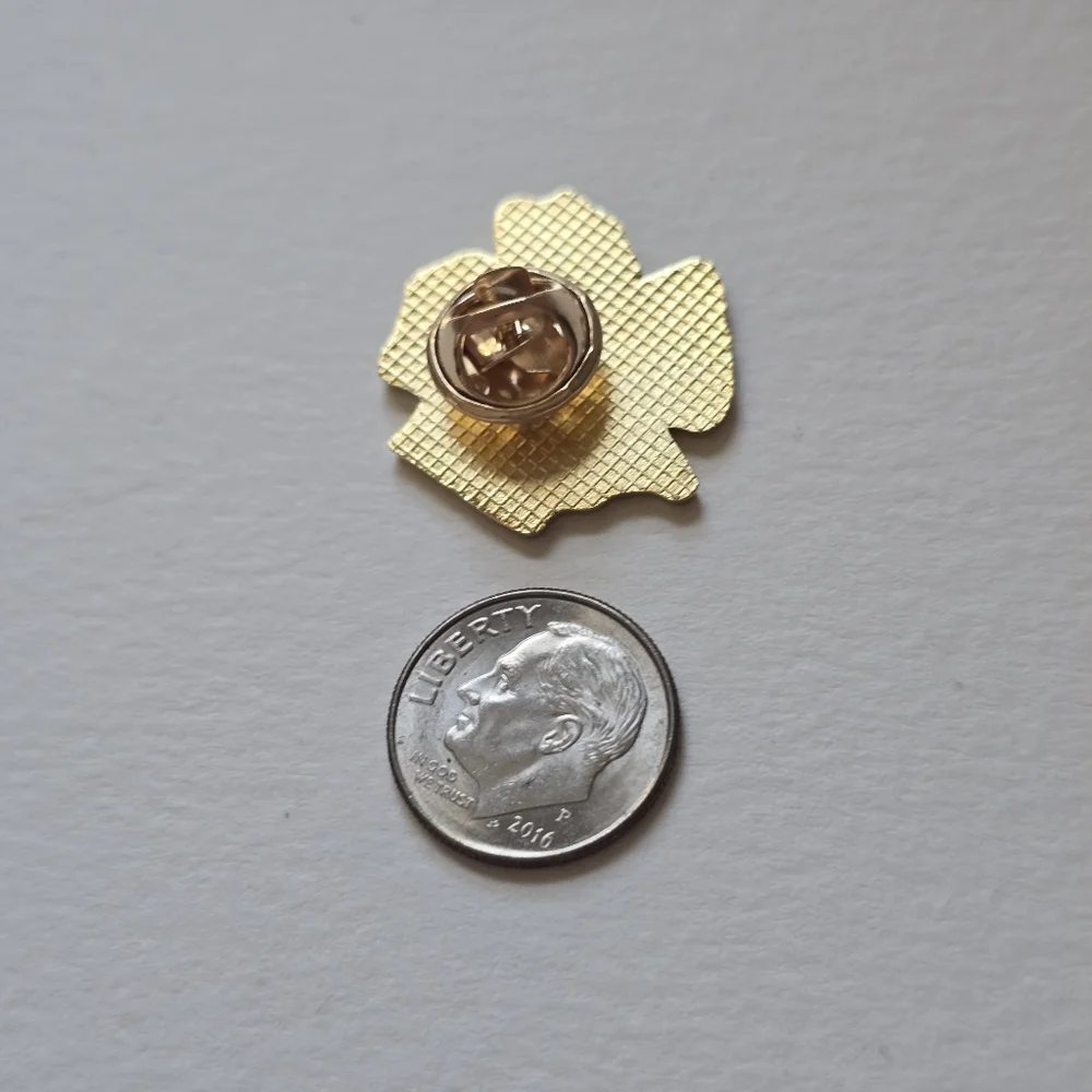 Gold-Trim White Rose Enamel Pin